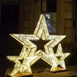 Park decoration Warm white Christmas star with LED lights giant christmas star large christmas star decorations