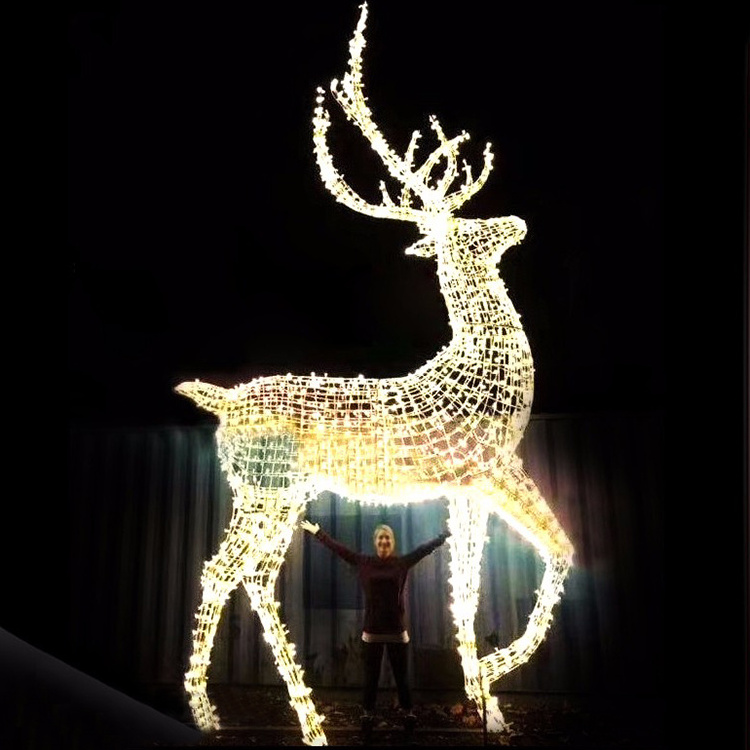 New 3D  LED Outdoor Christmas Standing Reindeer Deer Motif Light For Yard Decoration