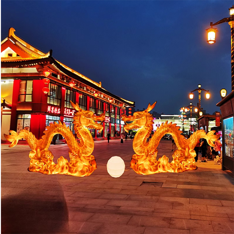 2024 New Chinese Zodiac Dragon Year Decorations Lighting Dragon Lantern PE Animal Lanterns for Sale