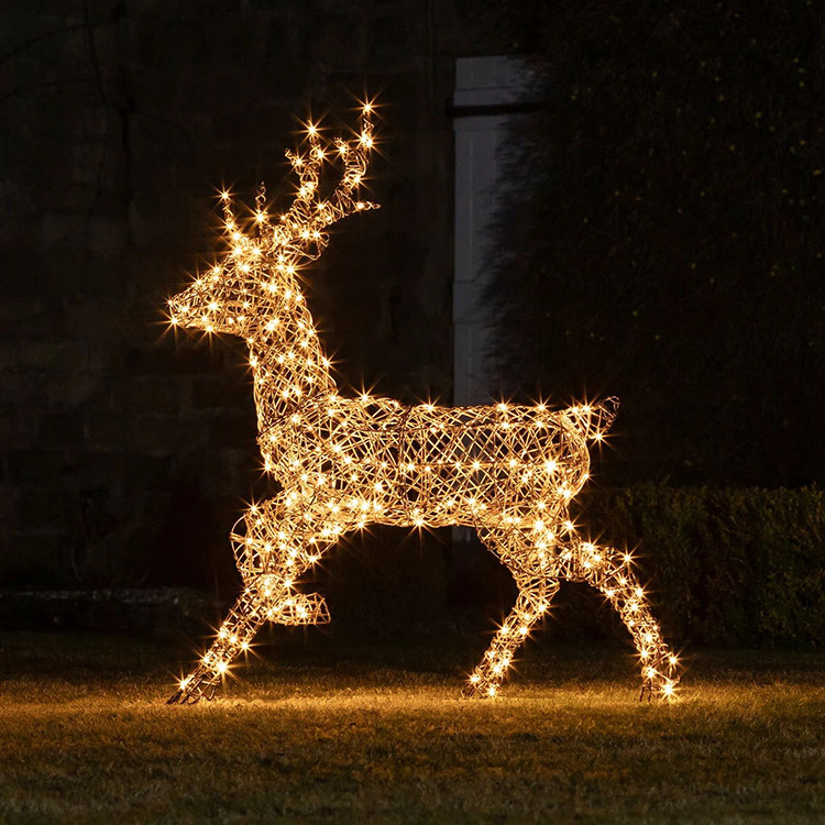 New 3D  LED Outdoor Christmas Standing Reindeer Deer Motif Light For Yard Decoration