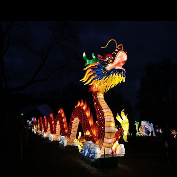 Outdoor Theme Park Decoration Dragon Silk Festival Chinese New Year Lantern For Event Show