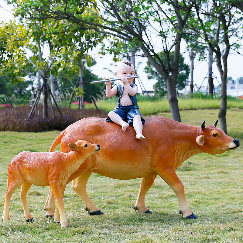 resin cattle cow sculpture decoration /wild farm animals cattle bull statue/ life size 5ft real simulation cattle cow sculpture