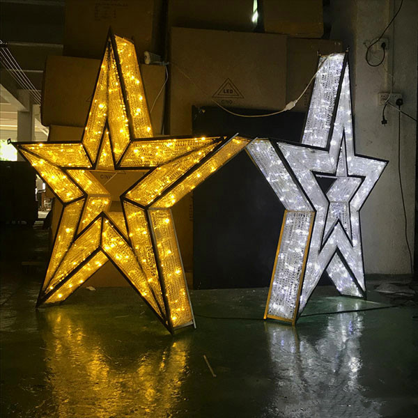 Park decoration Warm white Christmas star with LED lights giant christmas star large christmas star decorations