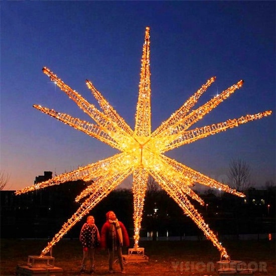 Park decoration Warm white Christmas star with LED lights giant christmas star large christmas star decorations