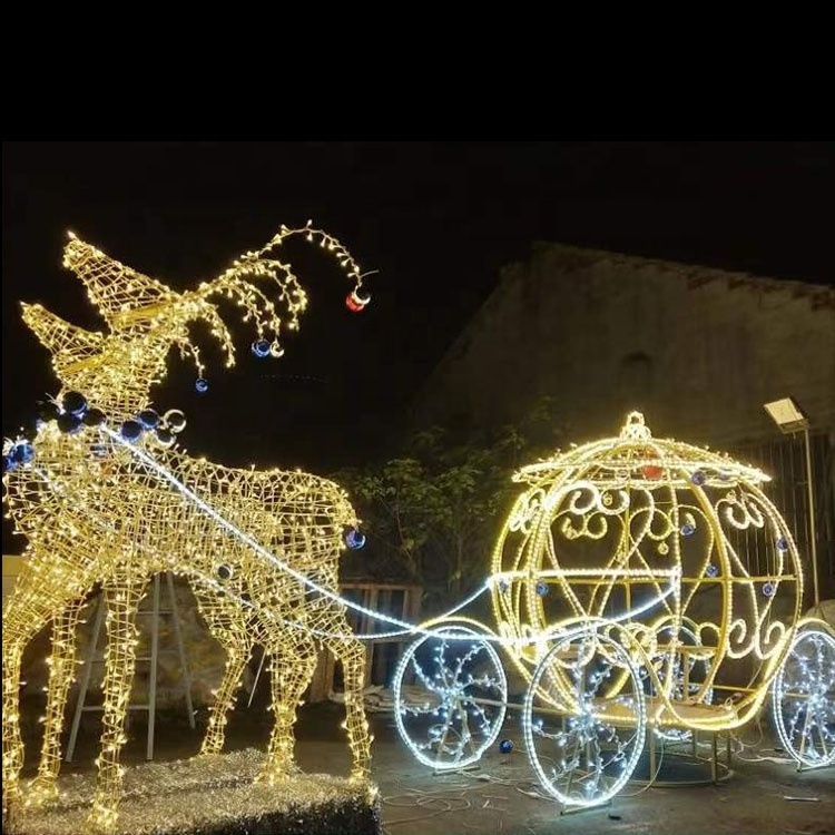 Affordable motif reindeer carriage sleigh christmas motif light outdoor Pumpkin carriage light