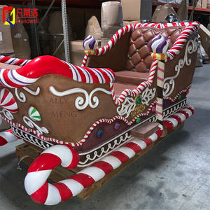 Outdoor large reindeer christmas decoration artificial fiberglass ornaments life size santa sleigh for sale