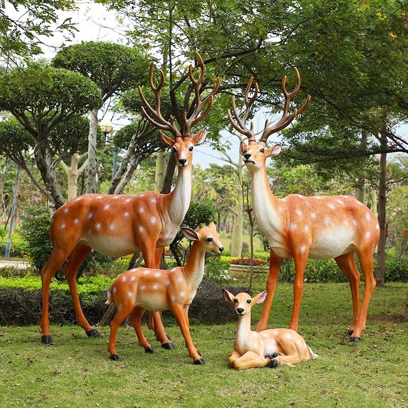 Pop Art Outdoor Garden Resin Safari Animals Sculptures Life Size Fiberglass Penguins Deer Polar Bear Statues For Christmas