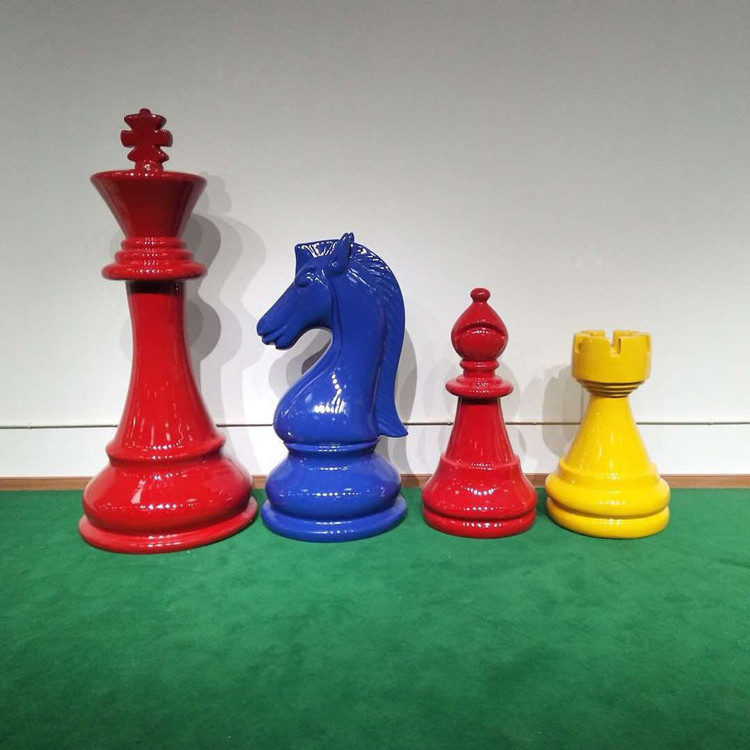 Modern pop art decorative resin crafts giant fiberglass chess set statue for selfie museum decoration