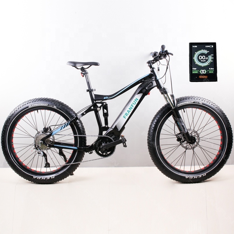 Hydraulic suspension Mtb 26*4.0 All-Terrain Fat tire 500W mid drive strong electric mountain bike