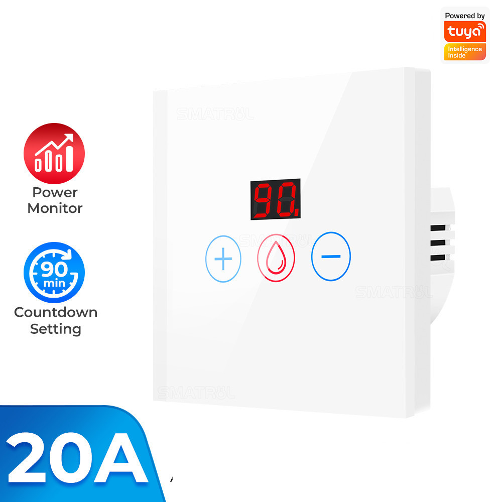 20A Tuya Smart Wifi Water Heater Boiler Touch Switch Air Conditioner Light Timing Wall Electrical Switch