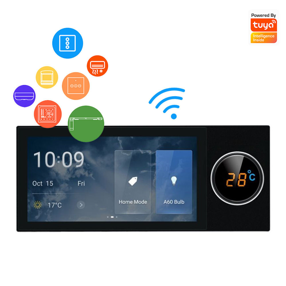 6 inches Multi-functional Tuya Smart Touch Screen zigbee Hub Gateway BLE in-wall Central Control Scene Panel Switch