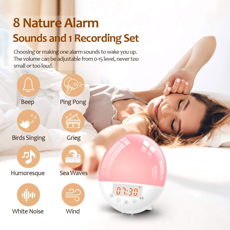 Sunrise Sunset Simulation Tuya Smart Life App Smart Wifi Wake Up Alarm Clock Light And Snooze Light Wifi  Bulb