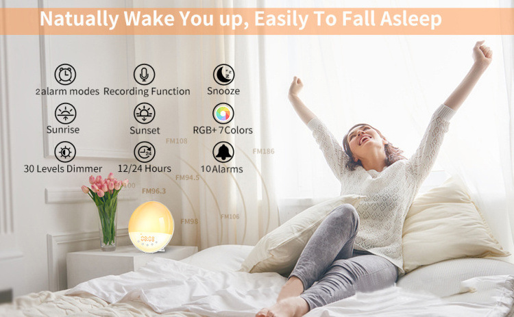 Sunrise Sunset Simulation Tuya Smart Life App Smart Wifi Wake Up Alarm Clock Light And Snooze Light Wifi  Bulb