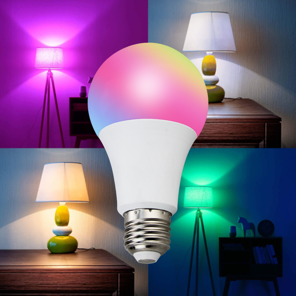 Tuya Smart Life App Dimming Colorful ESP8266 Smart Led Light Wifi Bulb RGBCW BT Bulb with Music rhythm