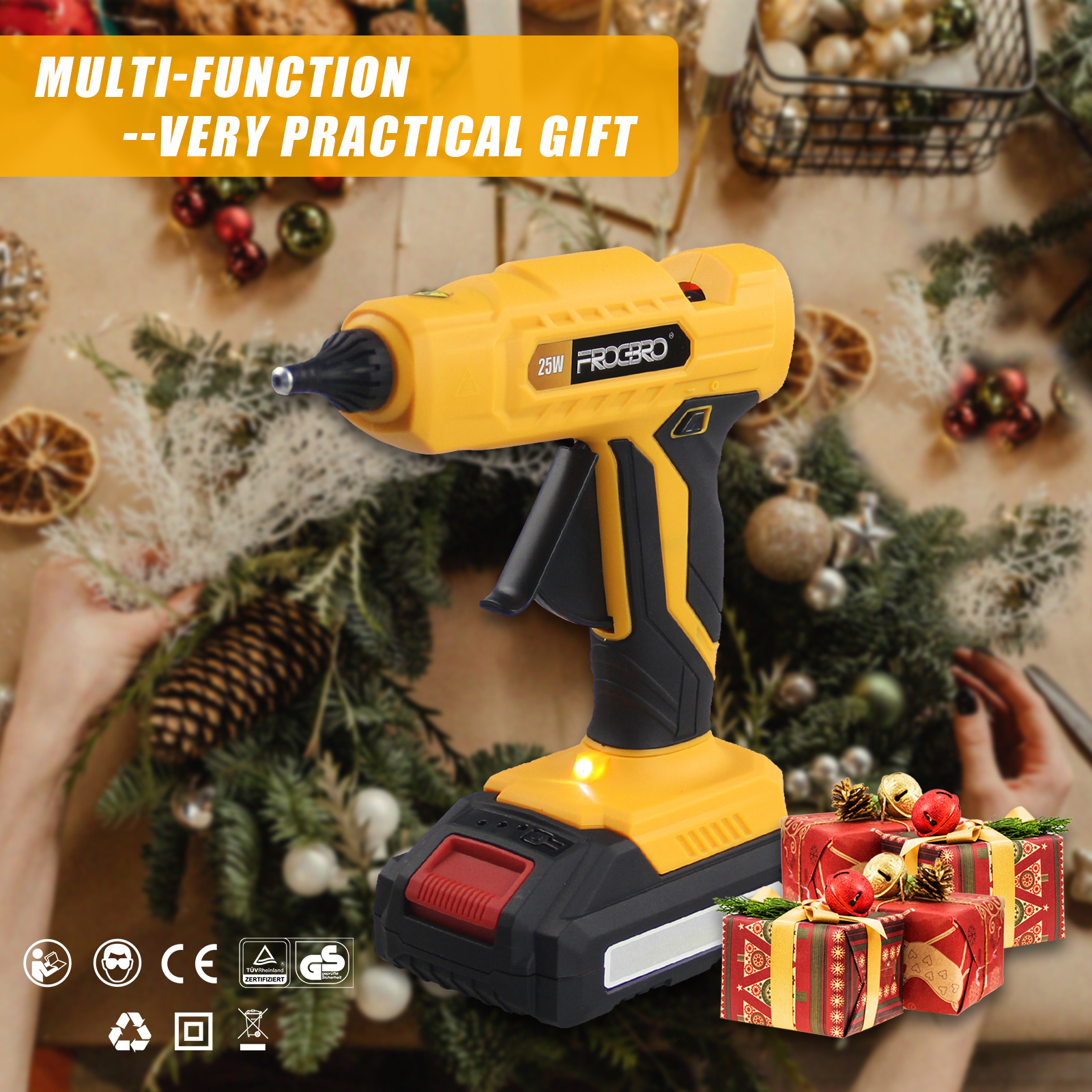 20V Handheld lithium battery powered rechargeable cordless diy hot melt welding glue gun for d-ewalt m-akita 18v battery