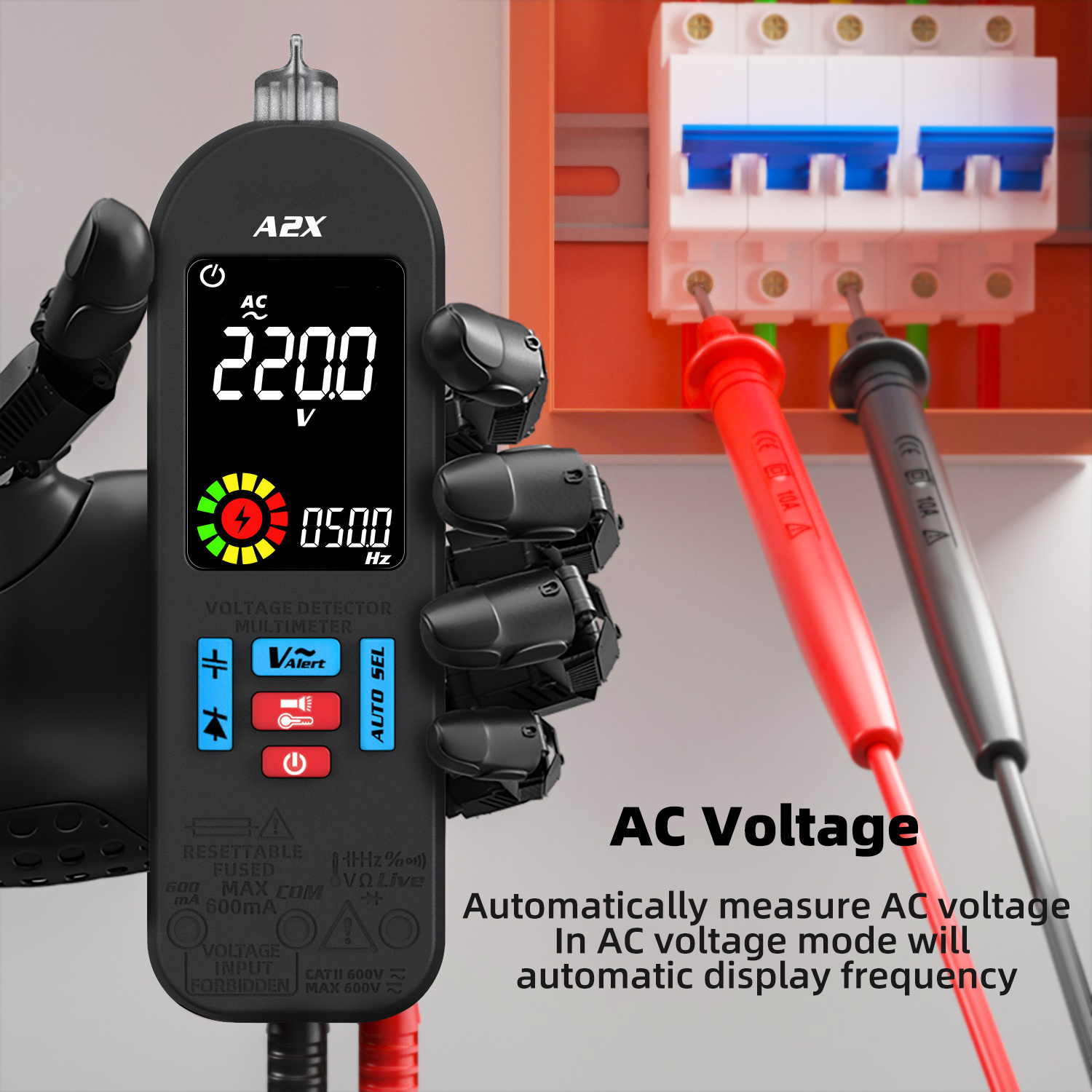 A2x Smart Digital Multimeter Rechargeable Professional Automatic Voltage Tester Handheld VFC AC DC Diode Capacitor Resistance