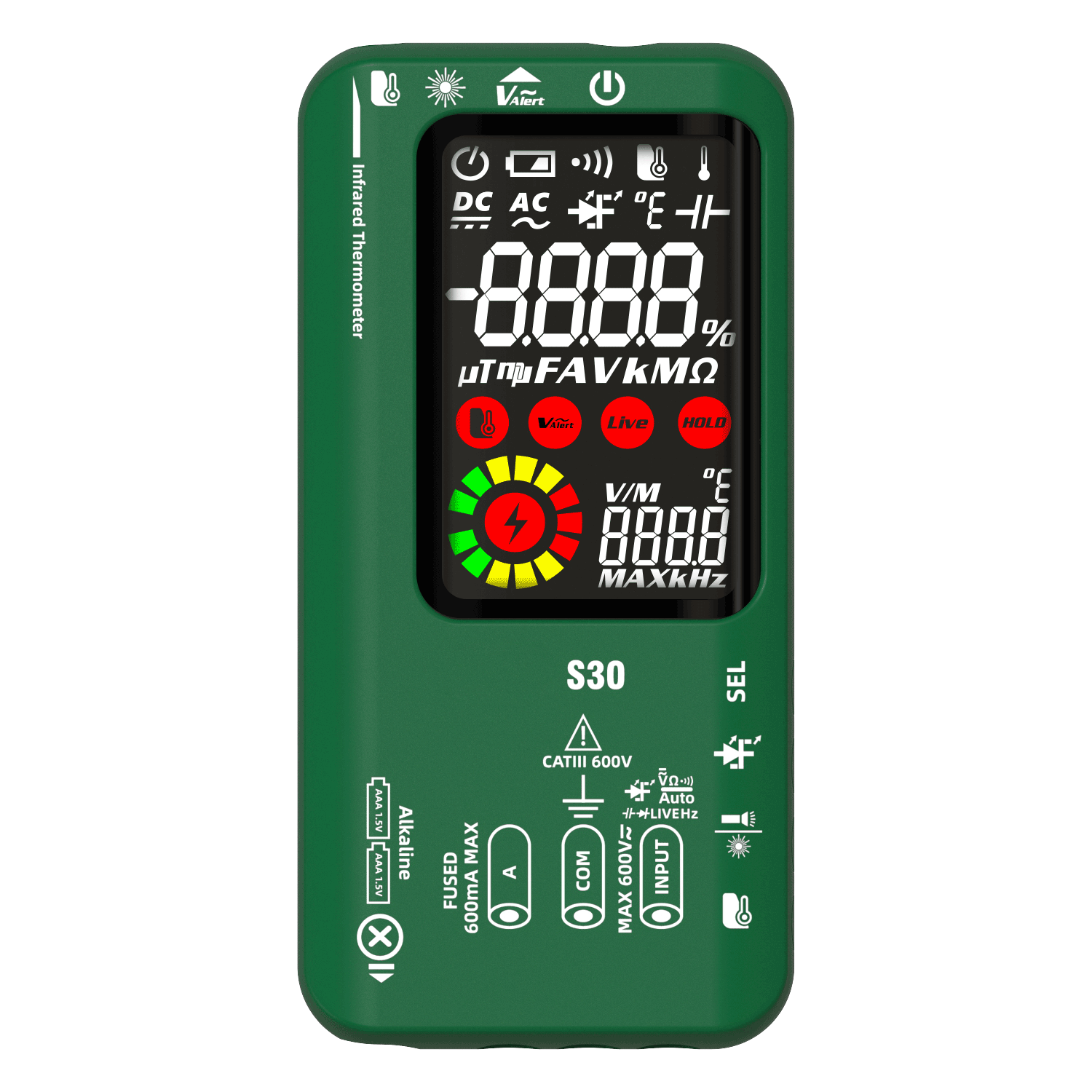 S30 B SIDE Digital Smart Multimeter 9999 T-RMS DC AC Voltage Current 15V Diode Capacitor Ohm NCV USB Rechargeable Tester