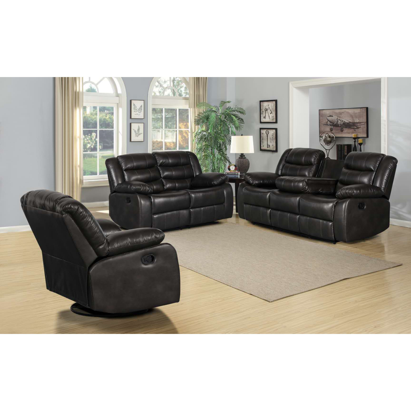 Hot Sale Modern Comfortable Living Room Sofa Set Furniture Leather Rocking Recliner Sofa Set 3 2 1