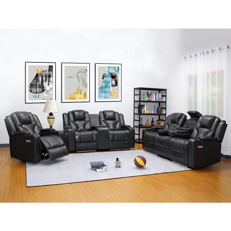 Factory Power Recliner Sofa Set Furniture Recliners Set Leather Electric Recliner Sofa With Phone Charger