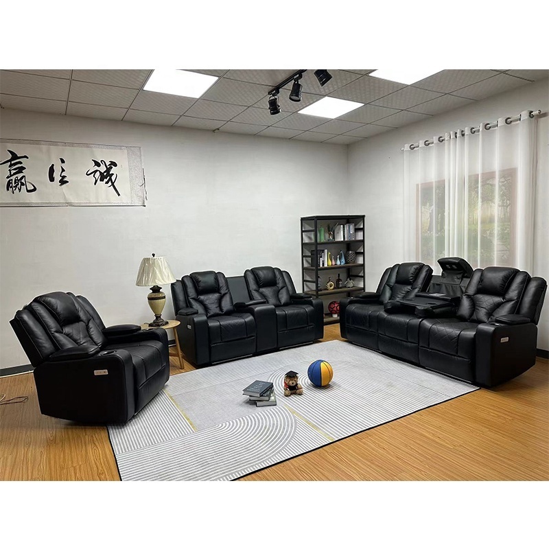 Factory Power Recliner Sofa Set Furniture Recliners Set Leather Electric Recliner Sofa With Phone Charger