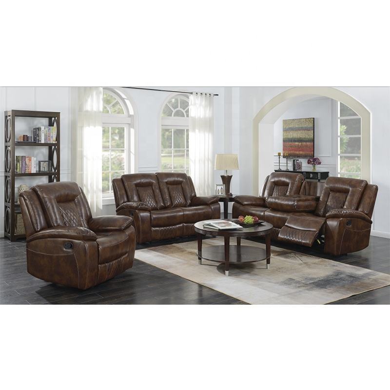 Modern Style Black Leather Recliner Sofa Set Furniture Luxury Recliner Sofa Set 2+2+1 Seater for Living Room