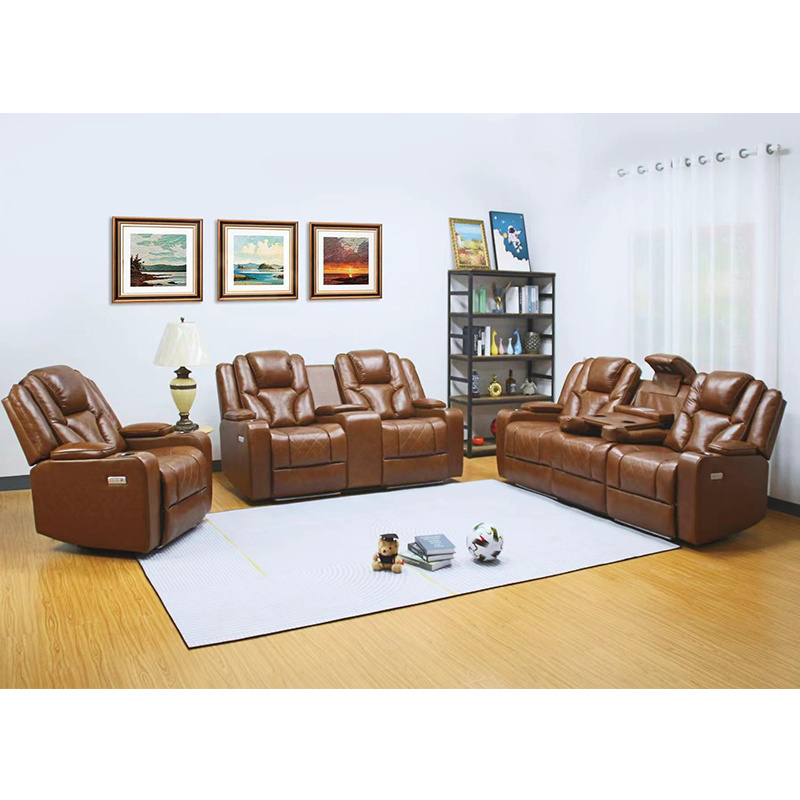 Factory Power Recliner Sofa Set Furniture Recliners Set Leather Electric Recliner Sofa With Phone Charger