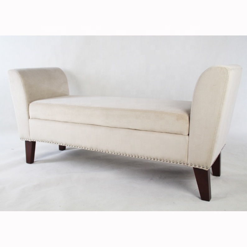 Classic Linen Fabric 2 Seater Modern bench&ottoman Sofa