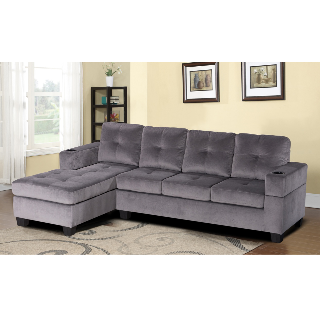 Durable quality indoor furniture fabric sectional sofa linen material  grey color sofa for elegant living room