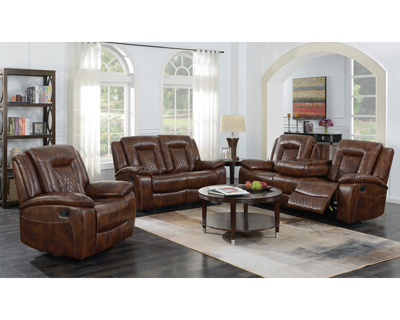 New Arrival Latest Low Price Brown Soft Leather Recliner Sofa Set