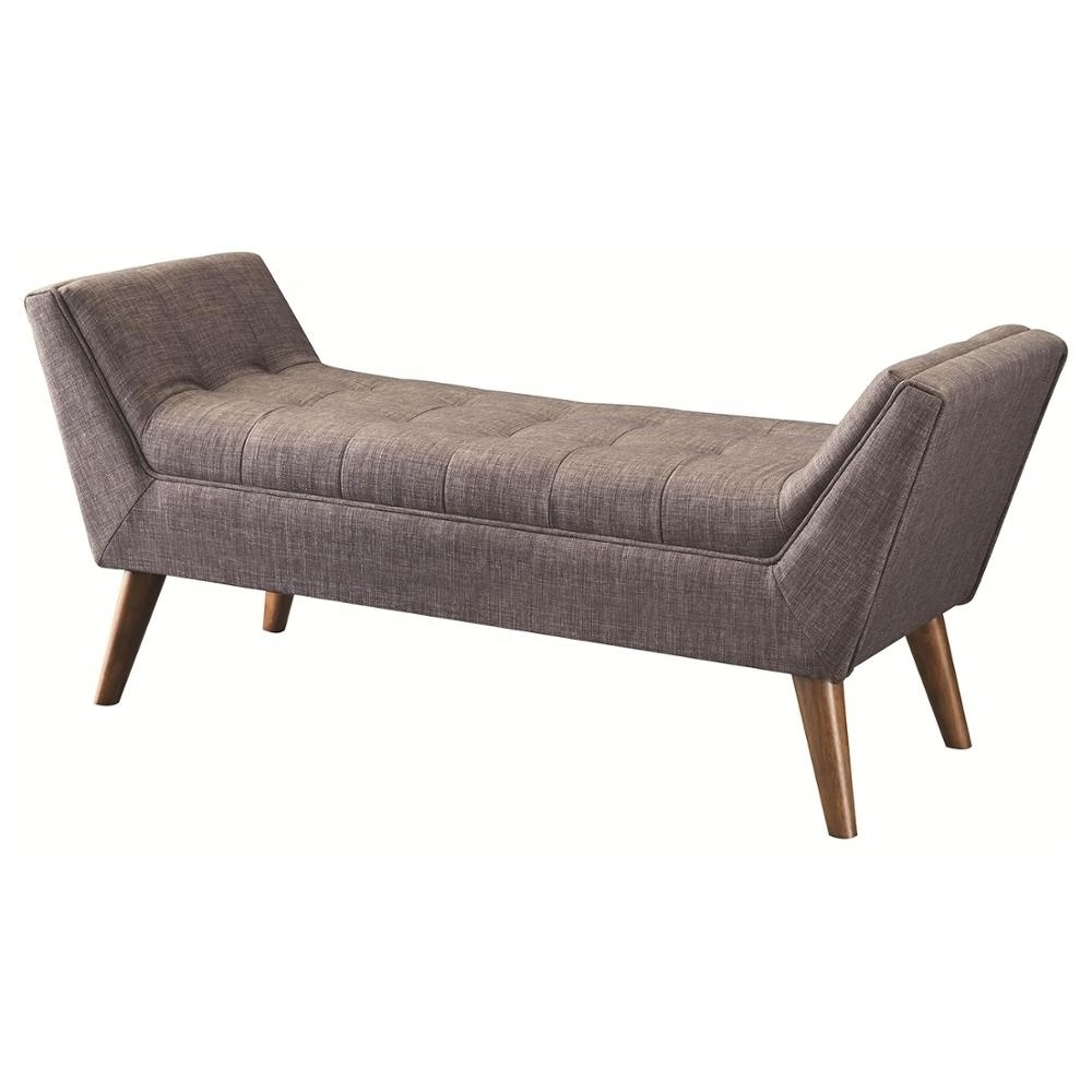 Classic Linen Fabric 2 Seater Modern bench&ottoman Sofa