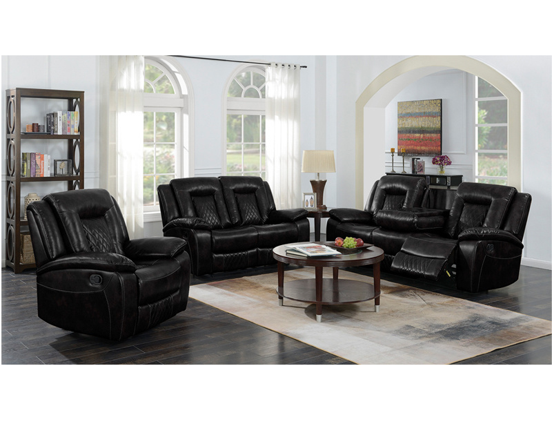 Factory Direct Best Prices Latest Low Price Black Soft Leather Recliner Sofa Set