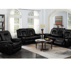 Factory Direct Best Prices Latest Low Price Black Soft Leather Recliner Sofa Set