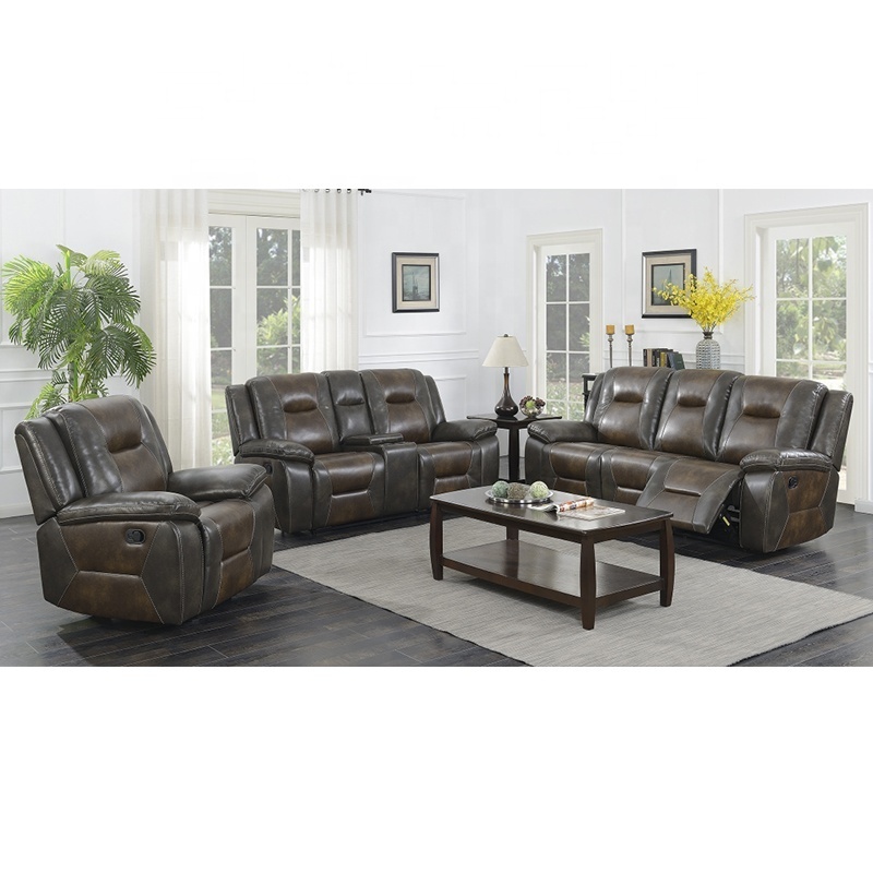 Factory Cheap Price Recliner Sofa Set Loveseat With Storage Console And Cup Holder Leisure Recliner Sofa