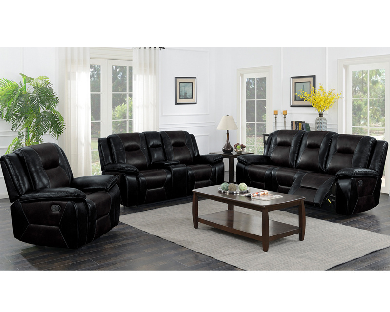 Factory Direct Best Prices Latest Low Price Black Soft Leather Recliner Sofa Set