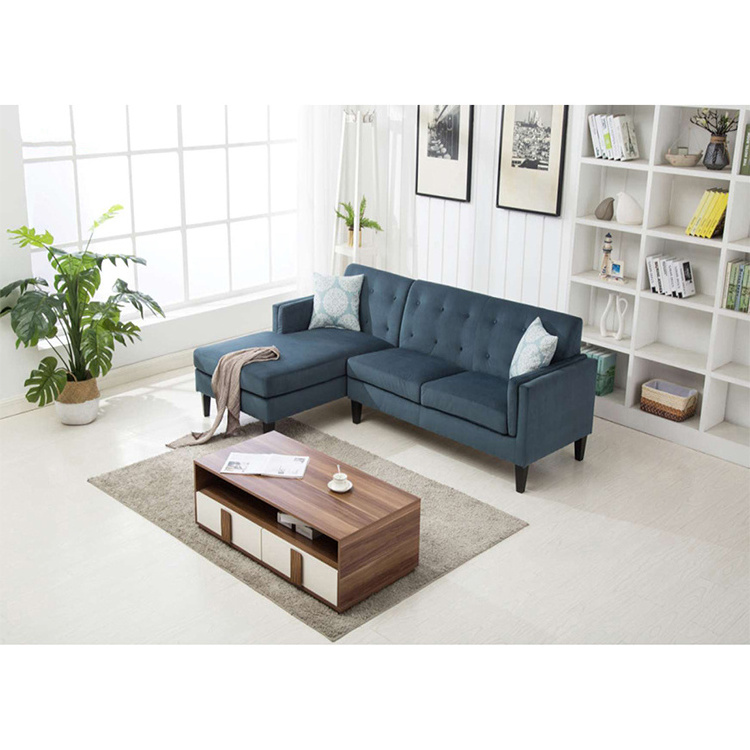 Durable quality indoor furniture fabric sectional sofa linen material  grey color sofa for elegant living room