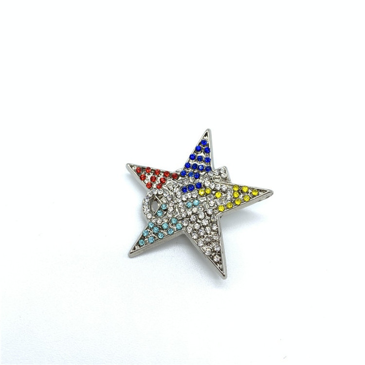 Custom masonic OES star shape rhinestone lapel pin clip safety pin