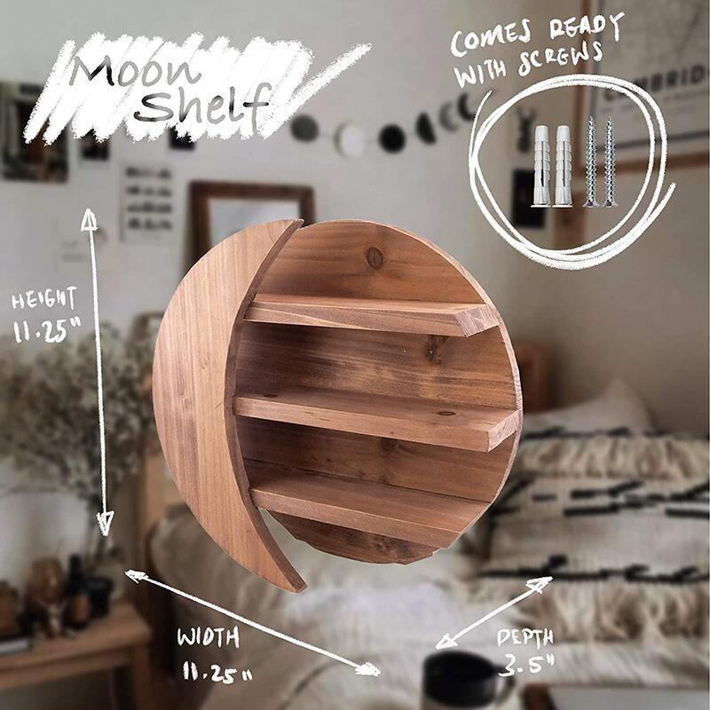 Middle East Ramadan Wooden Home Moon Frame Living Room Decoration Moon Display Frame Bedroom Suspended Storage Rack