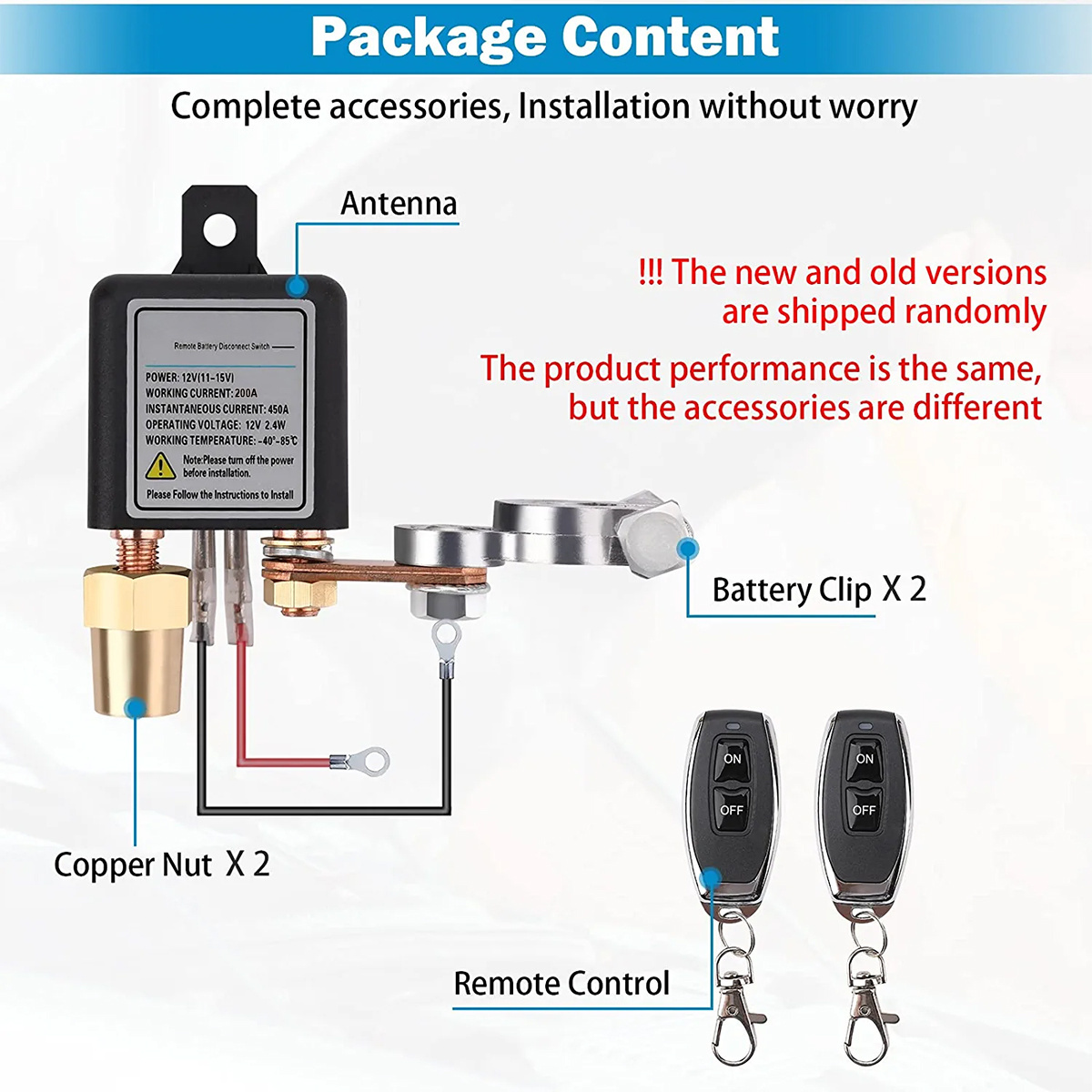 Car RV Truck Anti-Theft remote Battery Kill Switch 12V 120A automatic remote battery disconnect switch