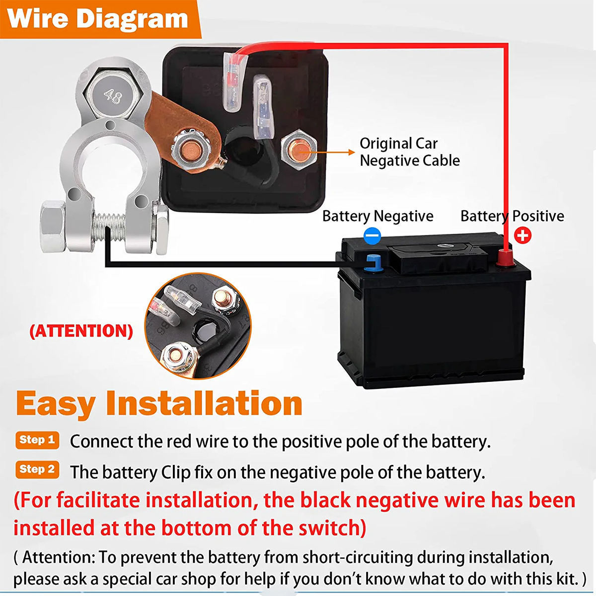 12 Volts Kill Switch Remote Car Battery Disconnect Switch for Car RV Truck Boat, Automatic Car Anti-Theft Kill Switch