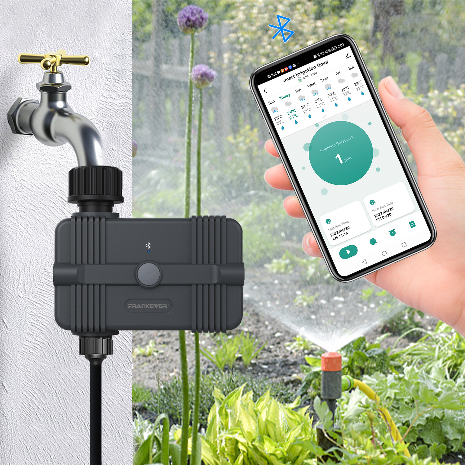 Intelligent Garden Automatic 1/2 Outlets Smart Water Timers Tuya Blue tooth WiFi sprinkler drip irrigation system controller