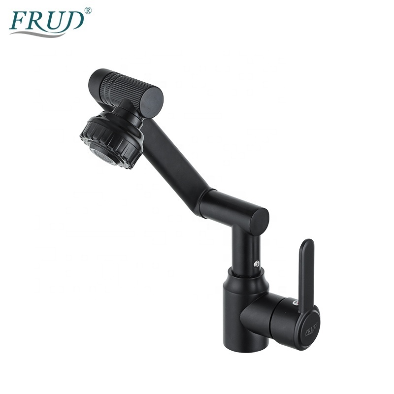 Frud 1080 degree swivel faucet for bathroom sink stainless steel bathroom faucet black basin faucet R10052-6