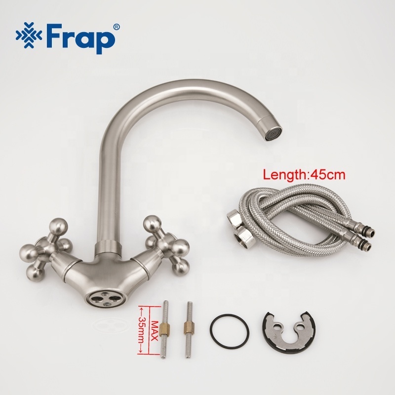 FRAP Drawing Nickel Kitchen Sink Faucet Brass Dual Handle kitchen basin faucets F4019-5