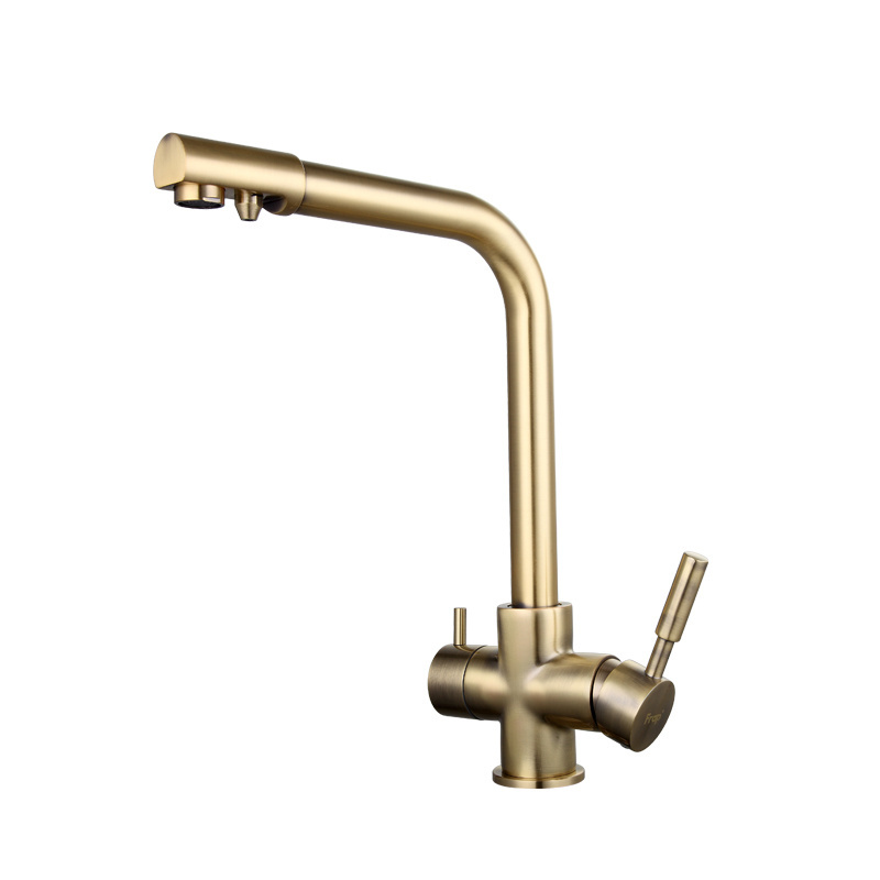 Frap Antique Faucet with Water Purification Features Bronze Kitchen Double Handle Water Taps F4352-4