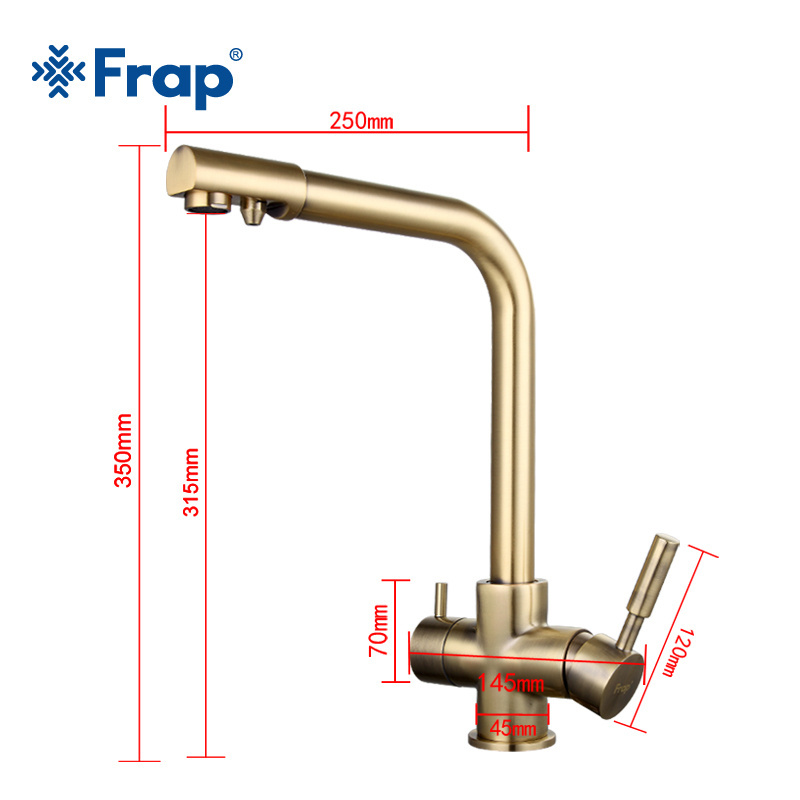 Frap Antique Faucet with Water Purification Features Bronze Kitchen Double Handle Water Taps F4352-4