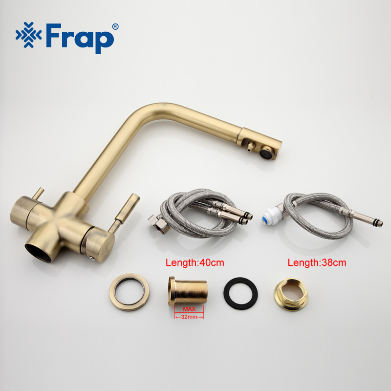 Frap Antique Faucet with Water Purification Features Bronze Kitchen Double Handle Water Taps F4352-4