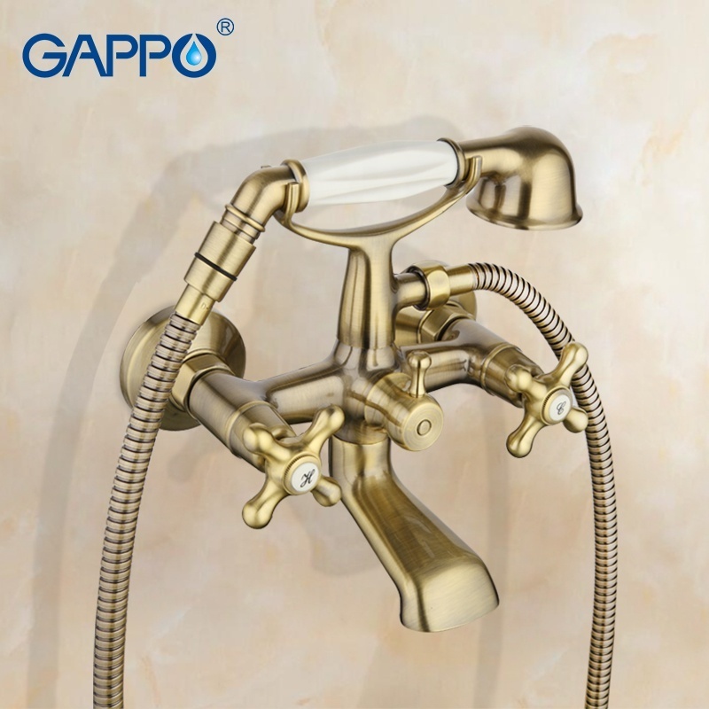 GAPPO 1SET Wall-mount bathroom sink faucet spout Two cross handle bathtub mixer Antique Vintage telephone style handshow G3263-4