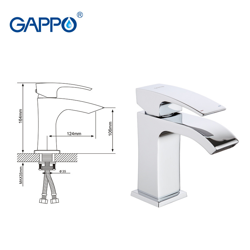 GAPPO Water Mixer Tap Basin Sink Faucet Bathroom Wash Tap Single Hole Brass Mixer Waterfall Faucet G1007-1