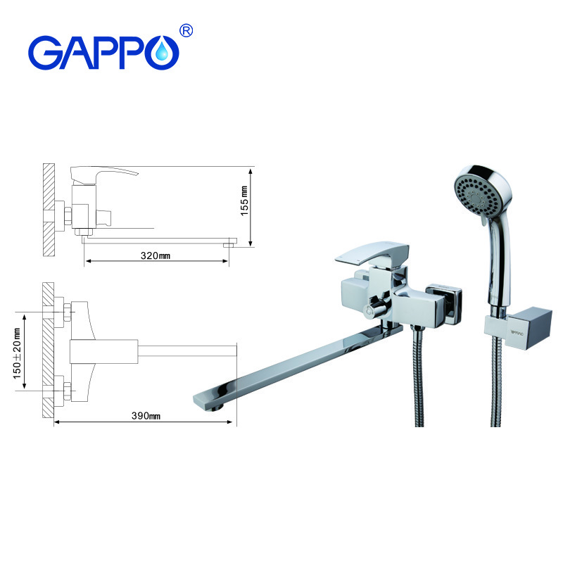 GAPPO Bathtub Sink Faucet Shower Set Tap Waterfall G2207