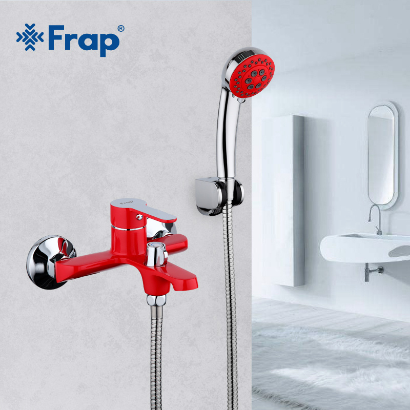 FRAP Red Colour Bath Shower Faucet Sink Mixer Wall Mounted Faucet F3243