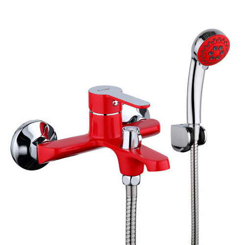 FRAP Red Colour Bath Shower Faucet Sink Mixer Wall Mounted Faucet F3243